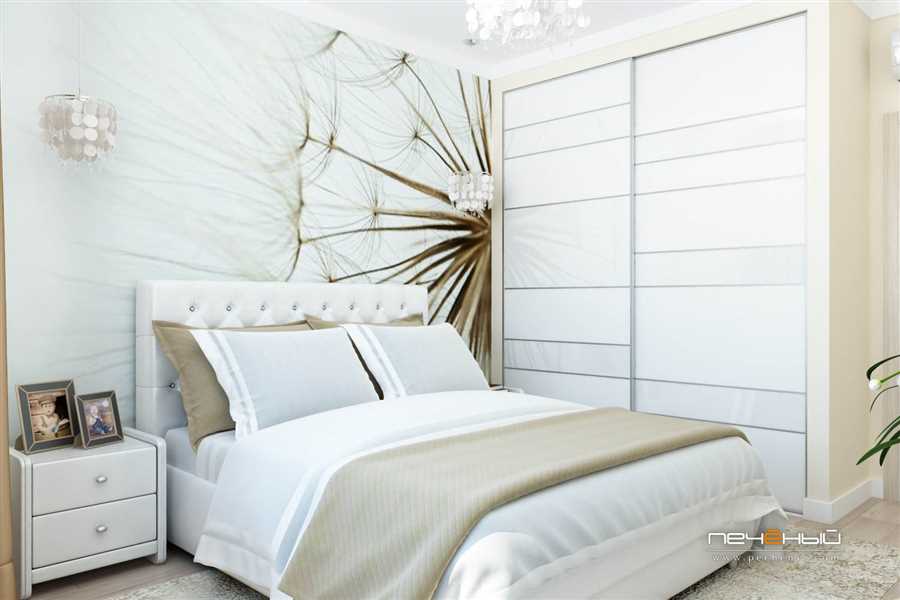 Классический дизайн спальни с белой кроватью