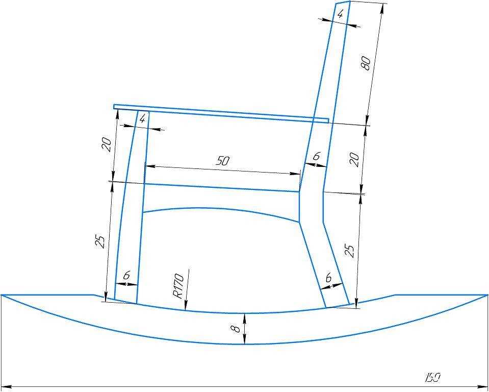 Подготовка чертежей для самостоятельного изготовления кресла-качалки