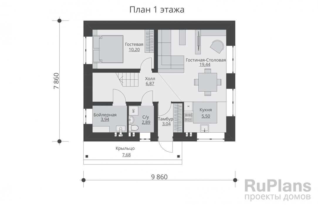 Преимущества планировки дома размером 10х8 м с мансардой