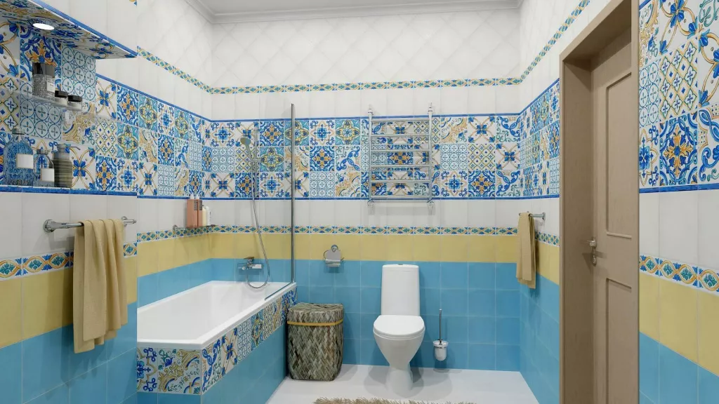 Примеры дизайна ванных комнат с цветной плиткой