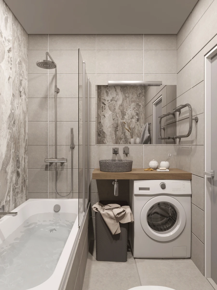 Идеи по оформлению ванной с учетом присутствия стиральной машины