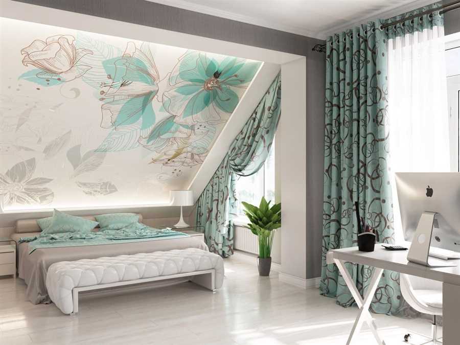 Классические шторы и дамаски на обоях для роскошного и элегантного дизайна спальни