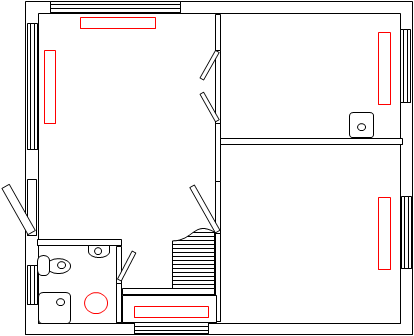 Вариант самотёчной системы отопления для того же помещения в 180 м2 (со схемой)