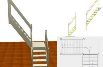 Устройство и расчёт межэтажной лестницы частного дома. Лестница Г- образной формы с промежуточной площадкой.