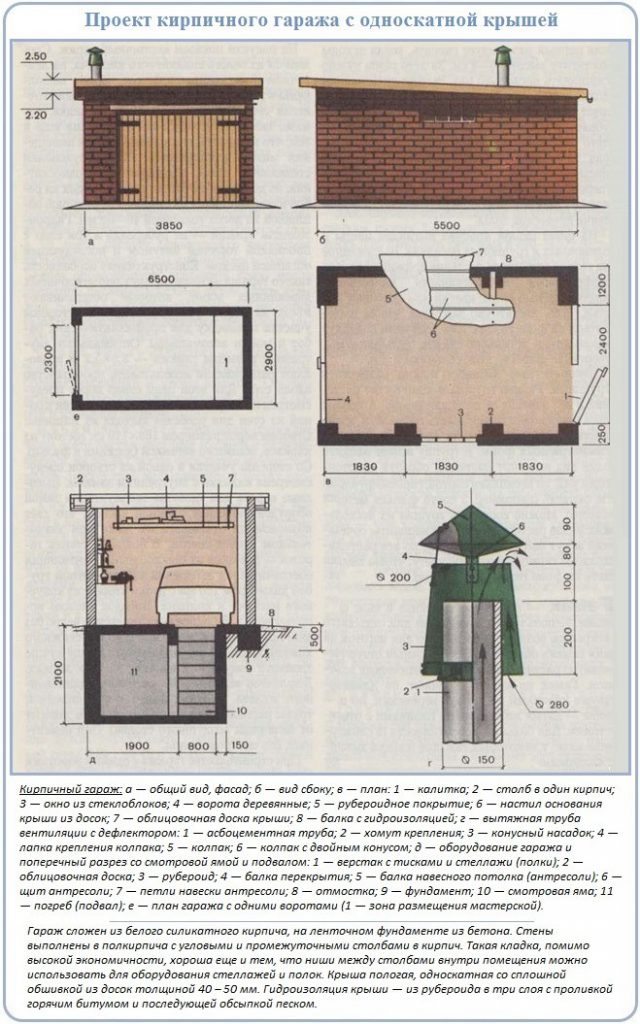 Гараж с односкатной крышей проекты размеры и фото