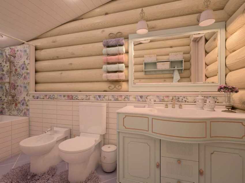 Деревянный дом: правила оформления ванной комнаты