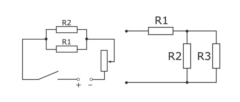 Примеры схем смешанного соединения резисторов
