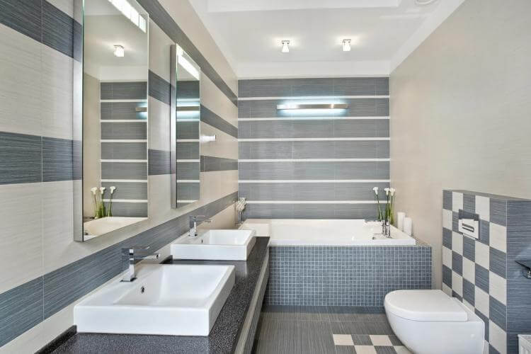 Фото дизайна ванной комнаты в сером
