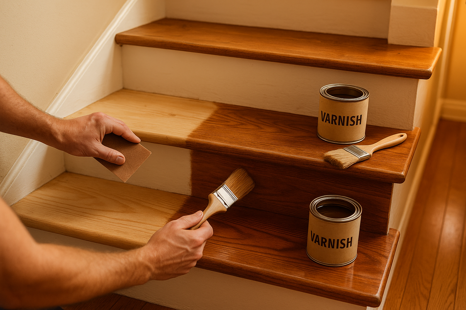 Как самостоятельно обновить деревянную лестницу: от шлифовки до лакировки без лишних затрат и усилий