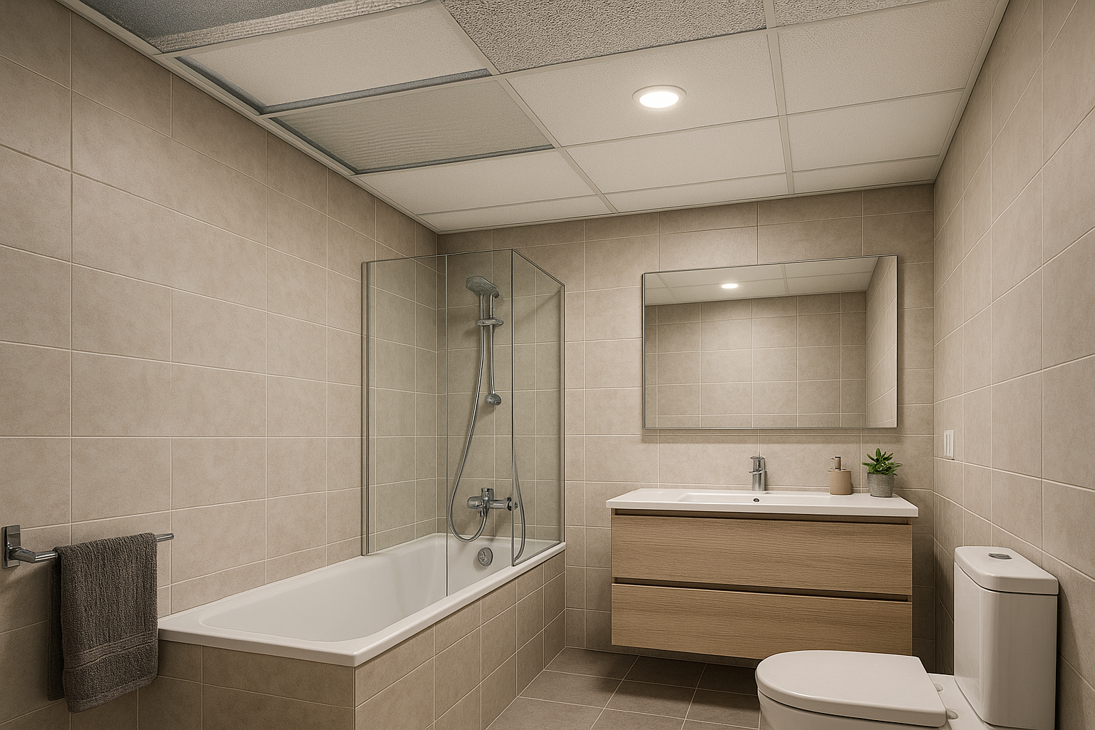 Как выбрать влагостойкие потолки для ванной: пароизоляция, подвесные системы и освещение без лишних затрат