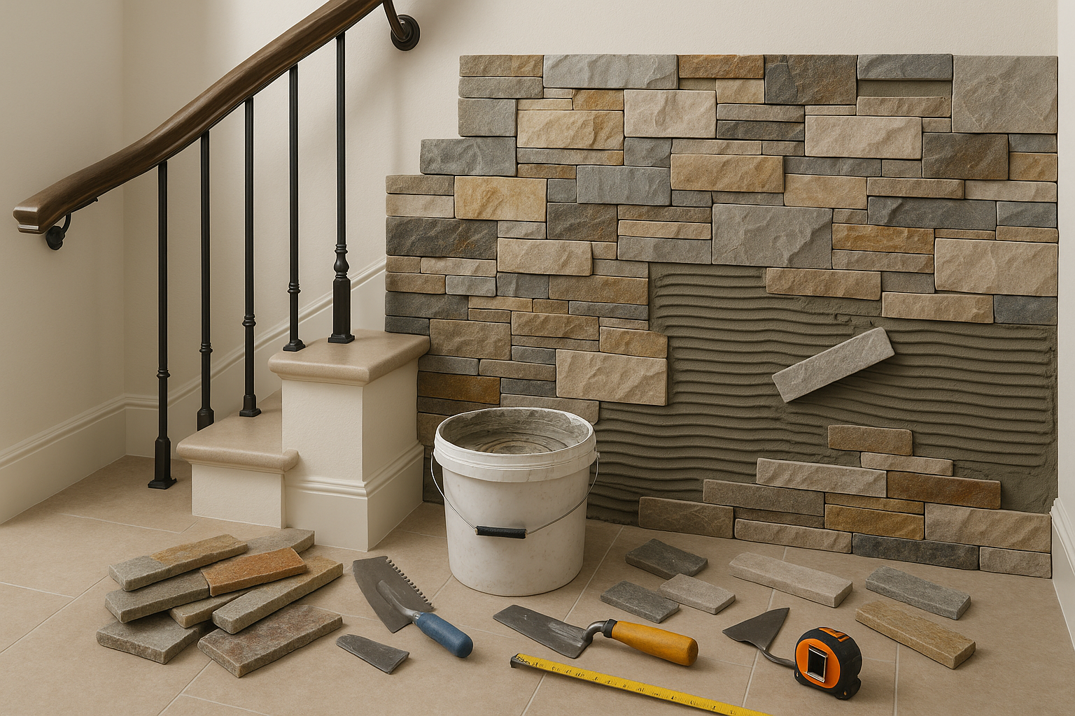 Как отделать лестничный пролет декоративным камнем: выбор типа, подготовка и советы по монтажу