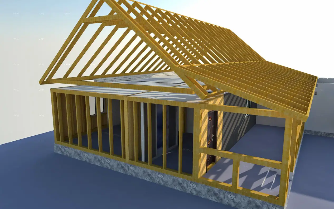 Как построить двухскатную крышу с пристройкой к дому?