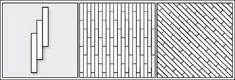 Схемы раскладки ПВХ плитки: елочкой, прямыми рядами, по диагонали .